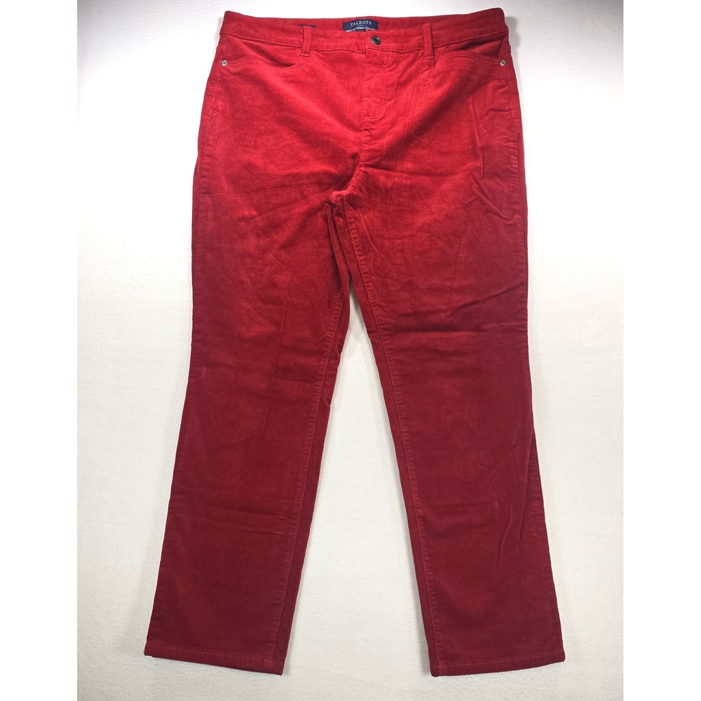 Talbots Simply Flattering‎ Red Corduroy Straight Leg Pants Womens 16P Petite